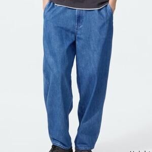Uniqlo Wide Tapered Jeans Mens Size 36 Waist High Waist Baggy Loose
